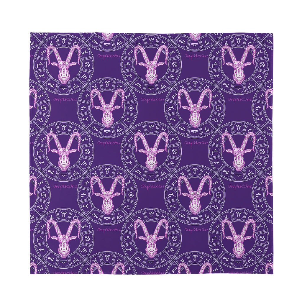 Purple Capricorn Zodiac Pattern Print Silk Bandana