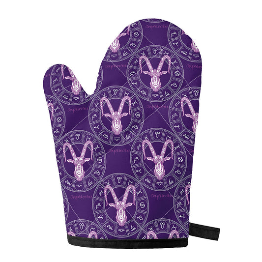 Purple Capricorn Zodiac Pattern Print Single Oven Mitt