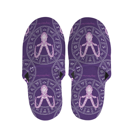 Purple Capricorn Zodiac Pattern Print Slippers