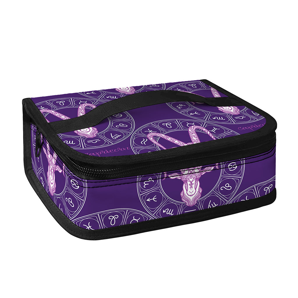 Purple Capricorn Zodiac Pattern Print Small Lunch Bag