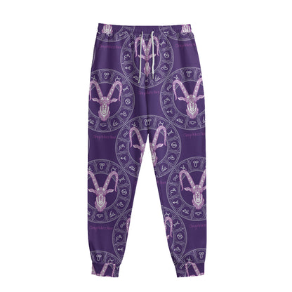 Purple Capricorn Zodiac Pattern Print Sweatpants