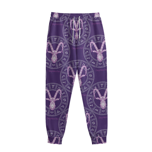 Purple Capricorn Zodiac Pattern Print Sweatpants