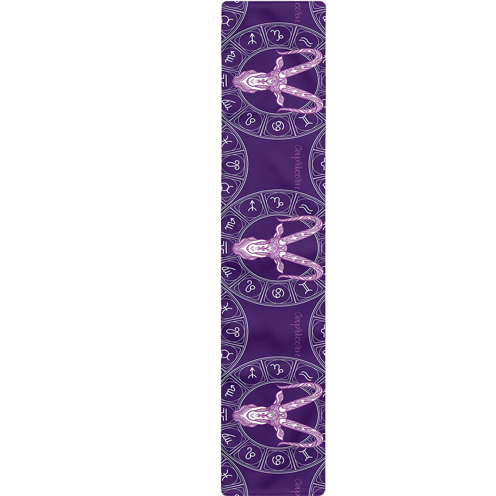 Purple Capricorn Zodiac Pattern Print Table Runner