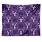Purple Capricorn Zodiac Pattern Print Tapestry