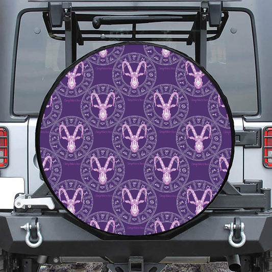 Purple Capricorn Zodiac Pattern Print Tire Cover