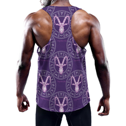 Purple Capricorn Zodiac Pattern Print Training Tank Top