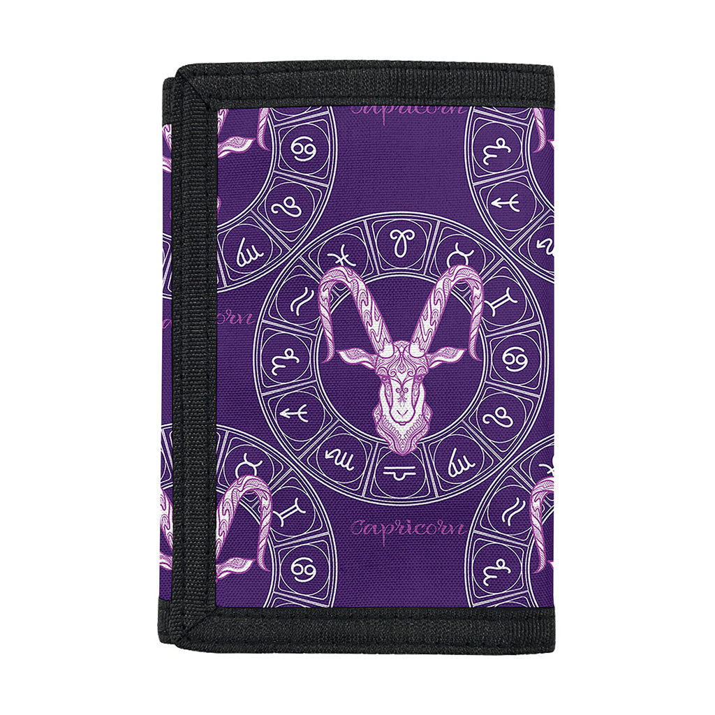 Purple Capricorn Zodiac Pattern Print Trifold Wallet