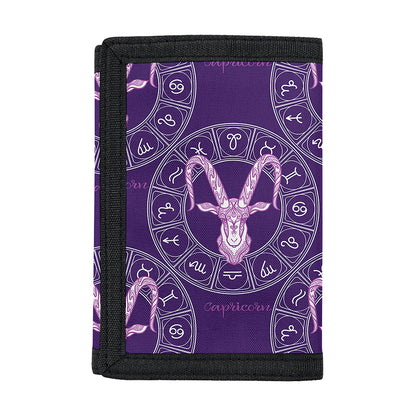 Purple Capricorn Zodiac Pattern Print Trifold Wallet