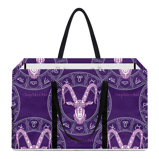 Purple Capricorn Zodiac Pattern Print Utility Tote Bag