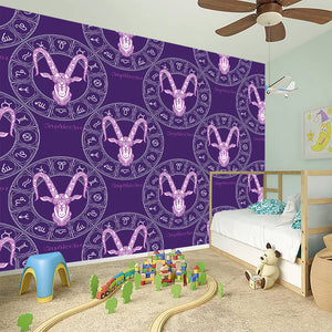 Purple Capricorn Zodiac Pattern Print Wall Sticker