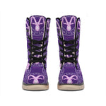 Purple Capricorn Zodiac Pattern Print Winter Boots