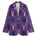 Purple Capricorn Zodiac Pattern Print Women's Blazer