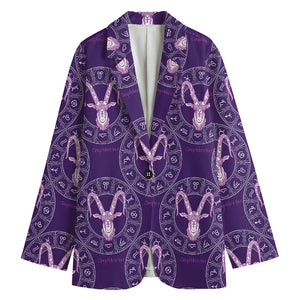 Purple Capricorn Zodiac Pattern Print Women's Blazer