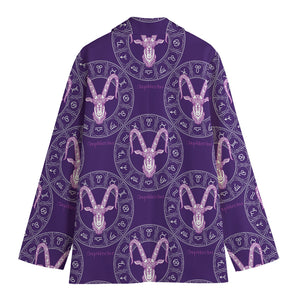 Purple Capricorn Zodiac Pattern Print Women's Blazer