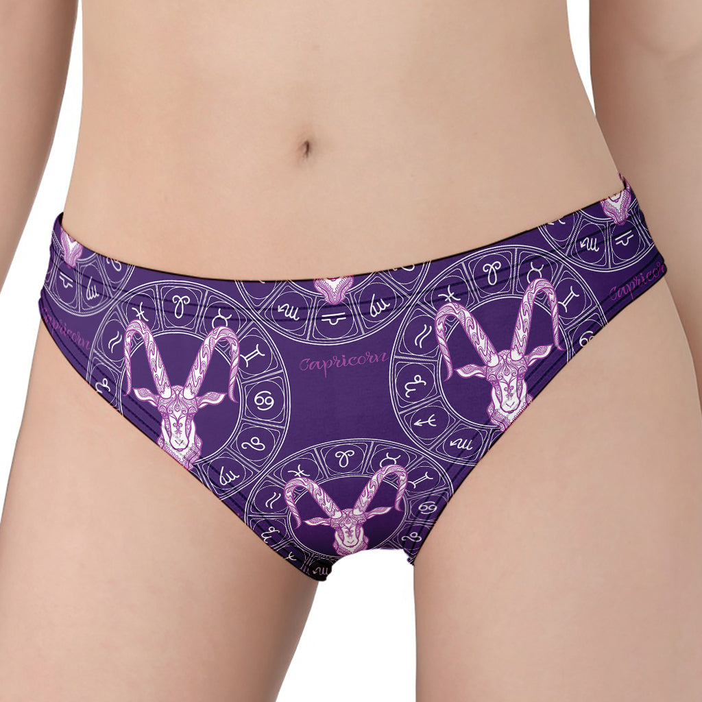 Purple Capricorn Zodiac Pattern Print Women's Panties