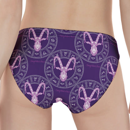 Purple Capricorn Zodiac Pattern Print Women's Panties