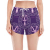 Purple Capricorn Zodiac Pattern Print Women's Split Running Shorts