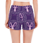 Purple Capricorn Zodiac Pattern Print Women's Split Running Shorts