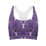Purple Capricorn Zodiac Pattern Print Women's Sports Bra