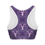 Purple Capricorn Zodiac Pattern Print Women's Sports Bra