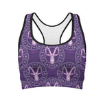 Purple Capricorn Zodiac Pattern Print Women's Sports Bra