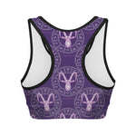 Purple Capricorn Zodiac Pattern Print Women's Sports Bra