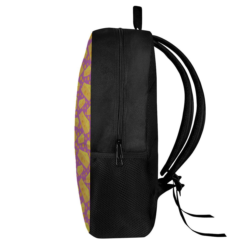 Purple Cheese And Holes Pattern Print 17 Inch Backpack