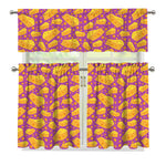 Purple Cheese And Holes Pattern Print 3 Piece Kitchen Curtains
