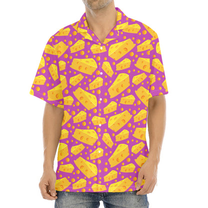 Purple Cheese And Holes Pattern Print Aloha Shirt