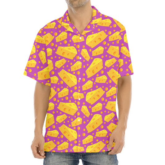 Purple Cheese And Holes Pattern Print Aloha Shirt