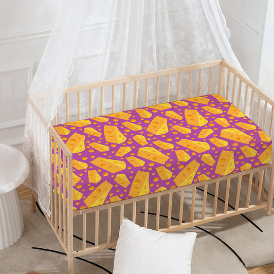 Purple Cheese And Holes Pattern Print Baby Crib Sheet
