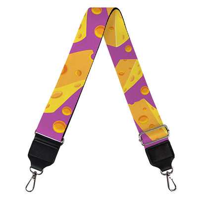 Purple Cheese And Holes Pattern Print Bag Strap
