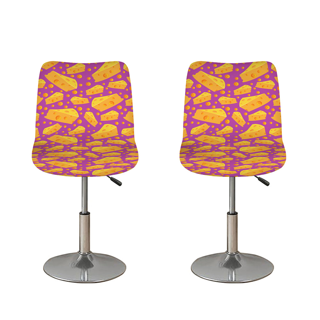 Purple Cheese And Holes Pattern Print Bar Stool Covers