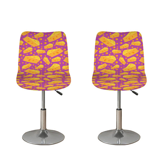 Purple Cheese And Holes Pattern Print Bar Stool Covers