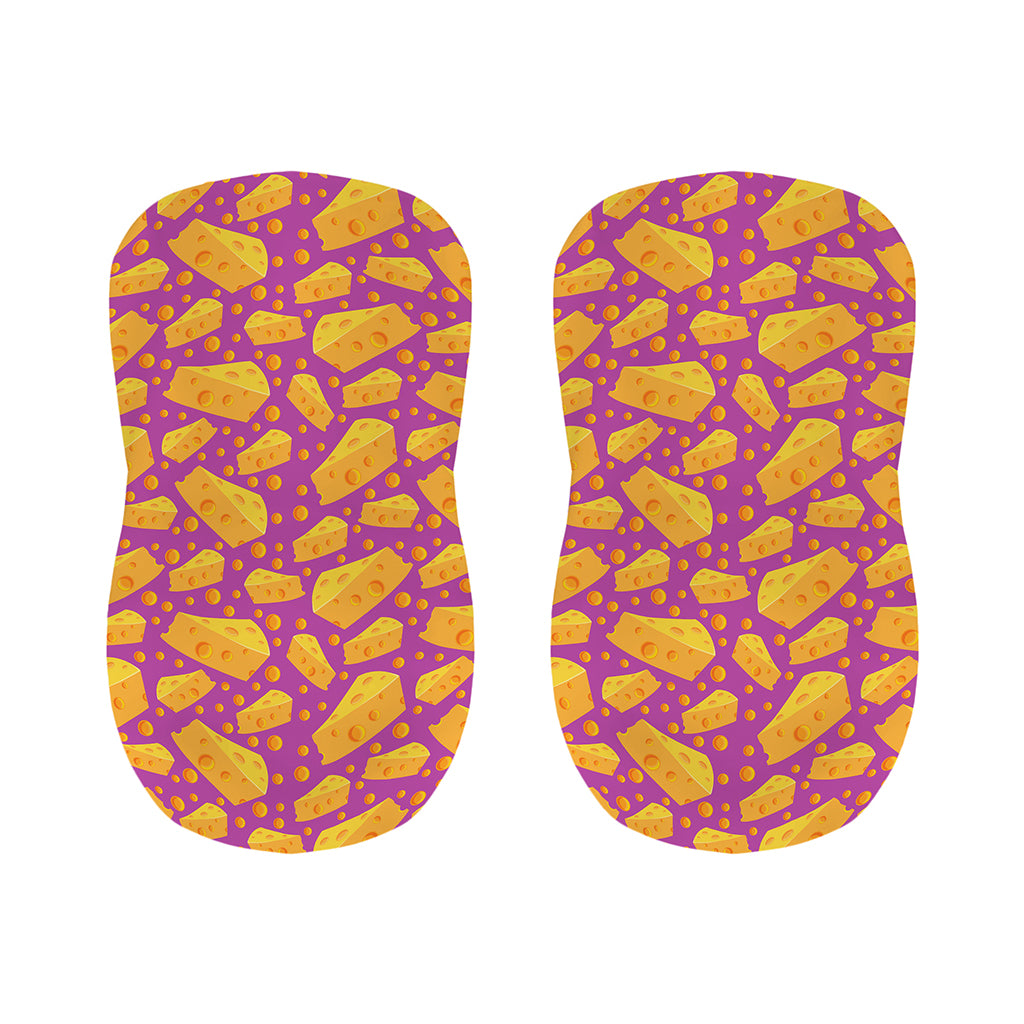 Purple Cheese And Holes Pattern Print Bar Stool Covers