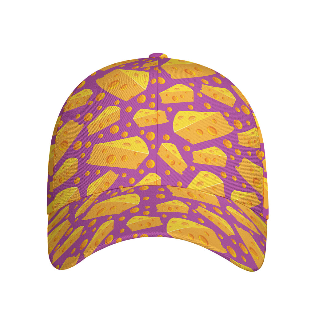 Purple Cheese And Holes Pattern Print Baseball Cap