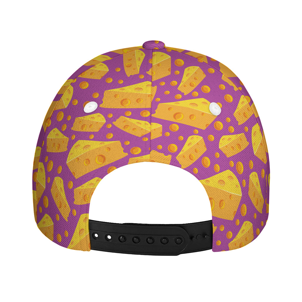 Purple Cheese And Holes Pattern Print Baseball Cap