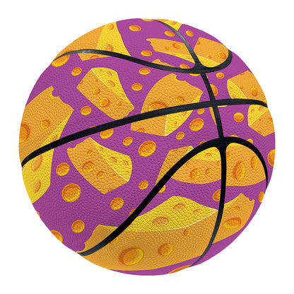 Purple Cheese And Holes Pattern Print Basketball