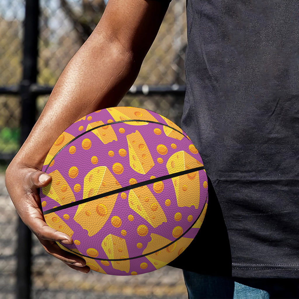 Purple Cheese And Holes Pattern Print Basketball