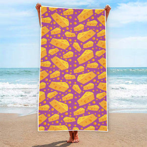 Purple Cheese And Holes Pattern Print Beach Towel