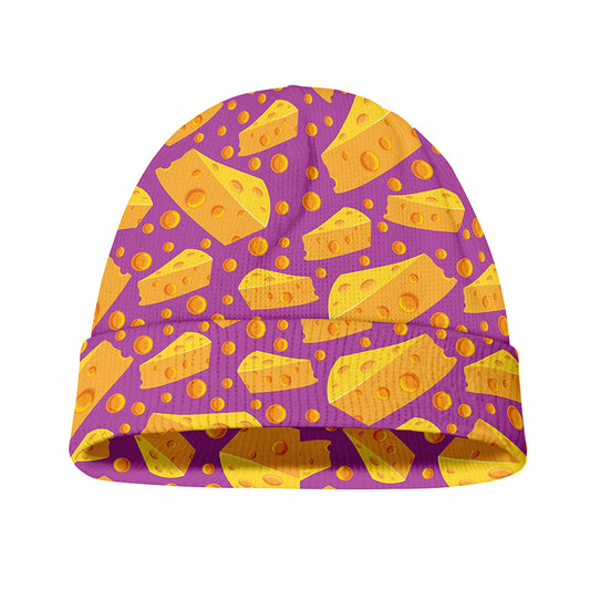 Purple Cheese And Holes Pattern Print Beanie