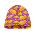 Purple Cheese And Holes Pattern Print Beanie