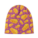 Purple Cheese And Holes Pattern Print Beanie