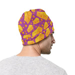 Purple Cheese And Holes Pattern Print Beanie