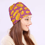 Purple Cheese And Holes Pattern Print Beanie