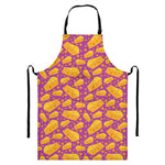 Purple Cheese And Holes Pattern Print Bib Apron With Pocket