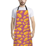 Purple Cheese And Holes Pattern Print Bib Apron With Pocket