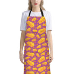 Purple Cheese And Holes Pattern Print Bib Apron With Pocket