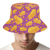 Purple Cheese And Holes Pattern Print Bucket Hat