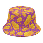 Purple Cheese And Holes Pattern Print Bucket Hat